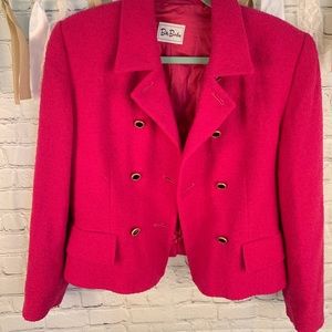 Blazer Betty Barclay vintage size 8 Hot Pink Wool Tweed Style Preppy